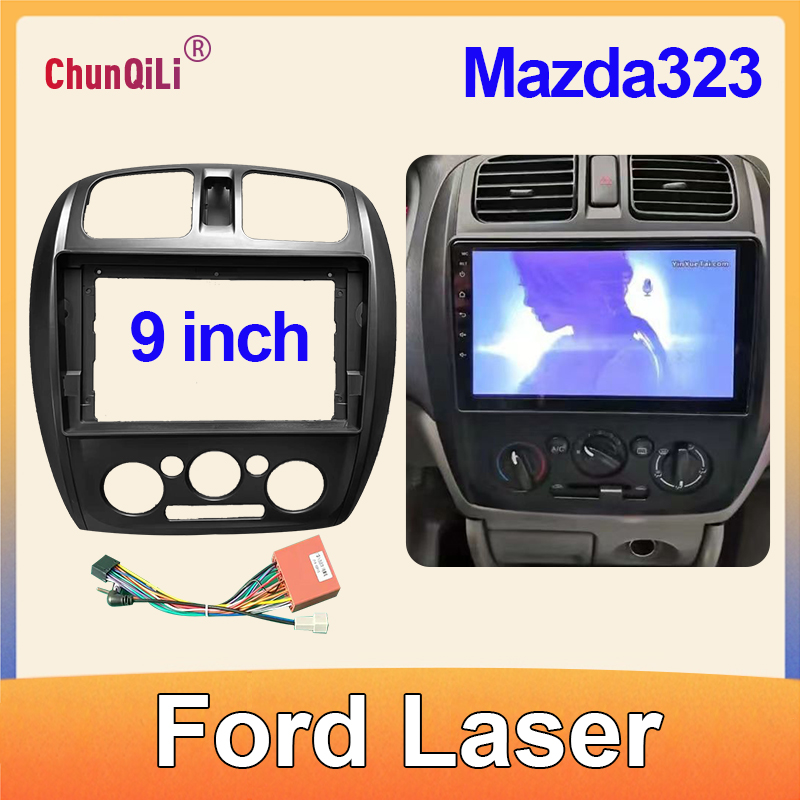 Bảng điều khiển trung tâm Android Navigator ô tô và dây nguồn Mặt dưỡng Mazda 323 Ford ,9 inch,2DIN