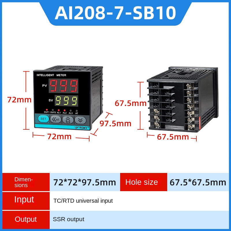 Bộ Điều Khiển Nhiệt Độ AI208X - AI208-7-SB10 Thay Thế cho AI208-4-RB10/AI208-7-RB10/AI208-6-RB10/SB10 - TOKY | Dòng AI208 Series Đã Ngừng Sản Xuất
