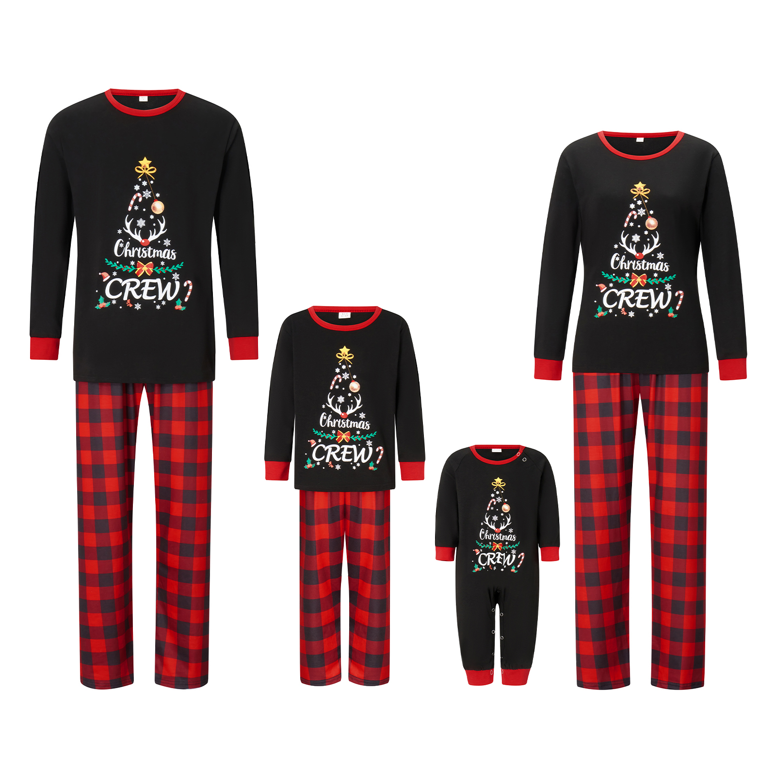 Heartandsoul-Đồ ngủ giáng sinh Cho Gia Đình Tay áo dài Tree Đồ Họa Tops Và Quần Set Kỳ Nghỉ Ngủ