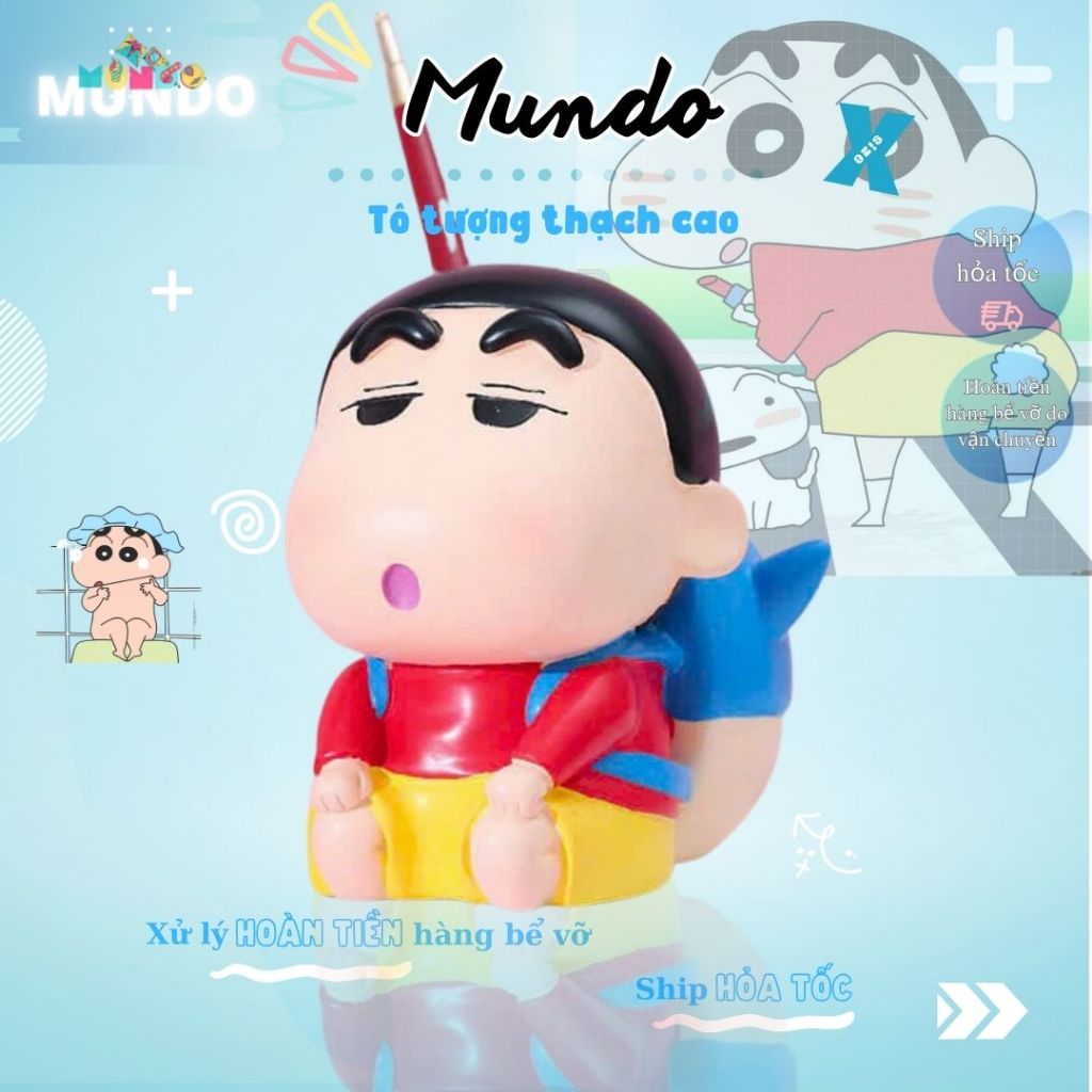Tô tượng thạch cao ống bút cu shin cậu bé bút chì size x,tượng thạch cao anime/manga mundo