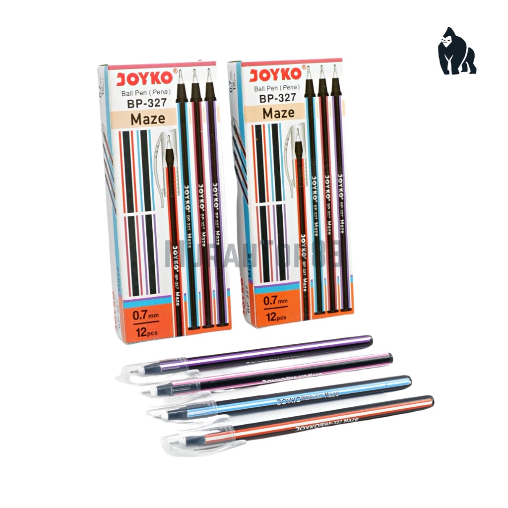 Pulpen Joyko BP-327 Maze 0.7 mm / Ballpoint Bolpen Pena Grosir Warna Hitam isi 12 PCS [PER LUSIN]