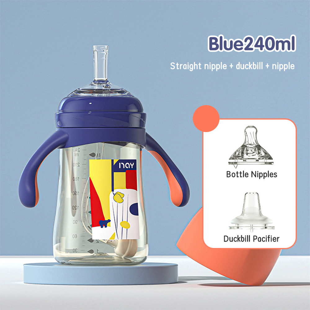 LAKOE 3In1 Botol Susu Bayi 240&300ML Botol Minum Sedotan Anak Anti-Colic BPA Free
