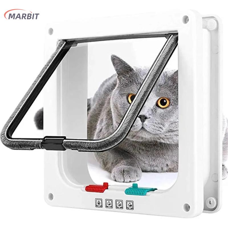 MARBIT ประตูบ้านแมวล็อกได้เสียงรบกวนต่ำประตูแมวสำหรับประตูภายนอกประตูบานเลื่อน4ทางสำหรับประตูภายในภายนอก ราคา 252 บาท*ส่งฟรี