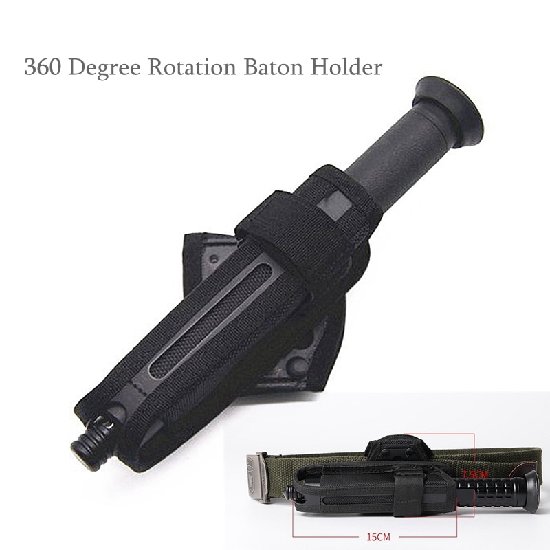 Universal 360 Degree Rotation Expandable Baton Holder Stick Holster Tactical Molle Nylon Holster Duty Belt Carry Case