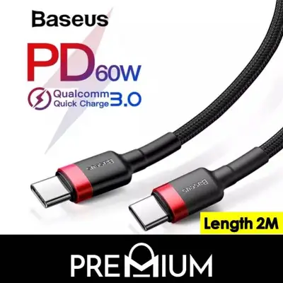 BASEUS Cafule 2M Type C to Type C USB C Super Fast Charge Nylon Braided Cable Support PD 60W QC3.0 3A Quick Charge Compatible with iPhone 11 Pro Max Samsung S21 S20 plus ultra Note 10 S10 Plus S10e S10 S9 Note 9 S9 Plus Note 8 Huawei Mate 30 Pro P40