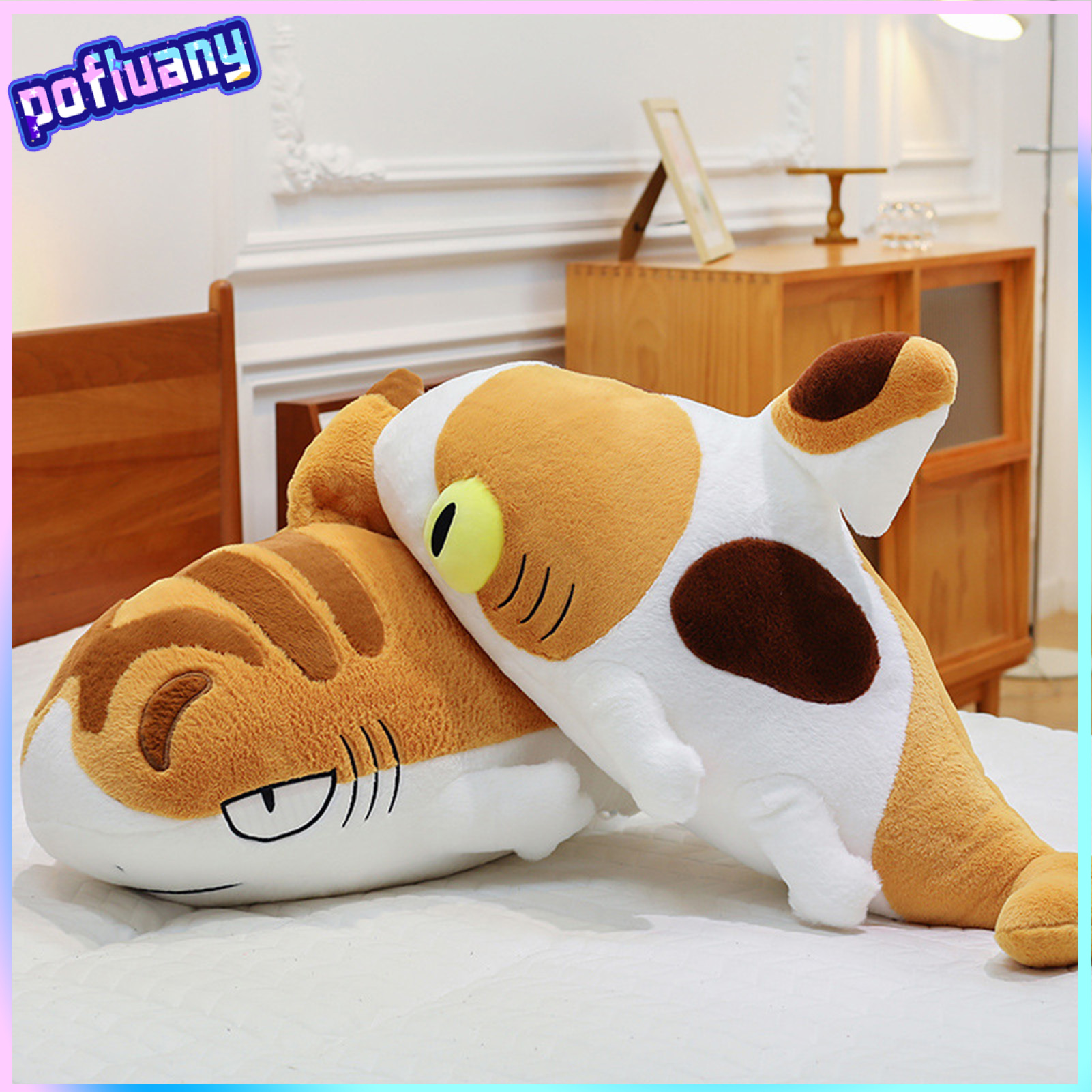 Shark Cat Doll Plush Toy 70cm Shark Cat Combine Stuffed Animal Multifunctional Sleep Pillow Soft Stress Relief Gift for Women Kids ราคา 603 บาท*ส่งฟรี