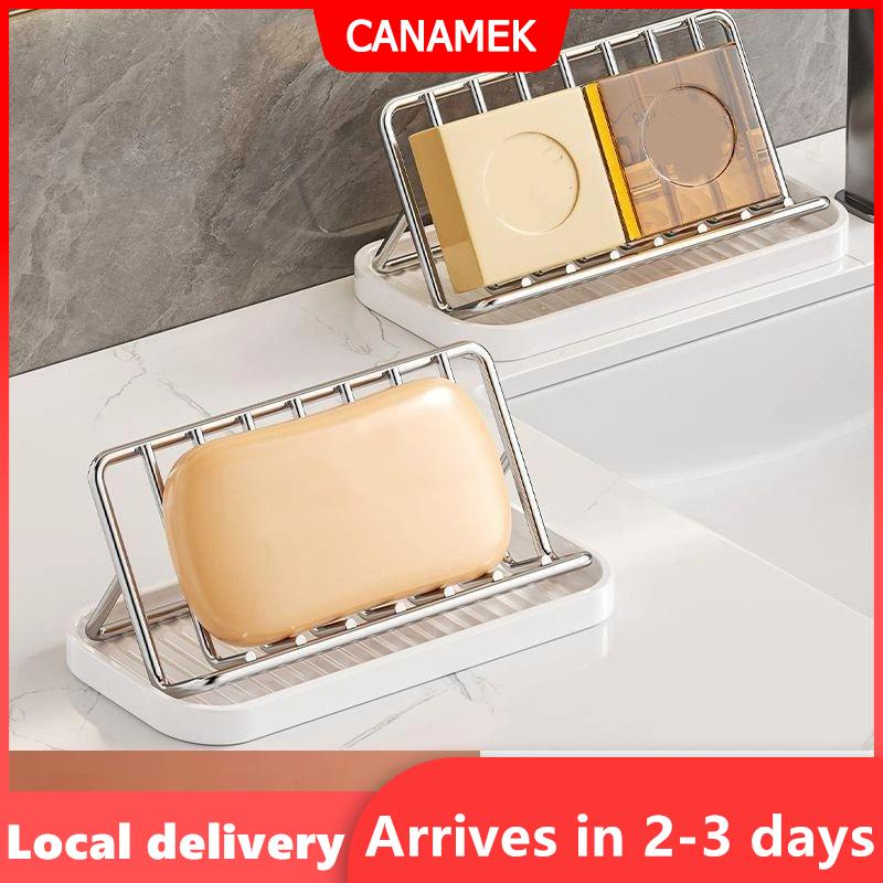 【Giao hàng nhanh】 Xà phòng chủ với thoát nước giá bền phòng tắm Vanity Organizer nhỏ gọn Countertop lưu trữ giải pháp