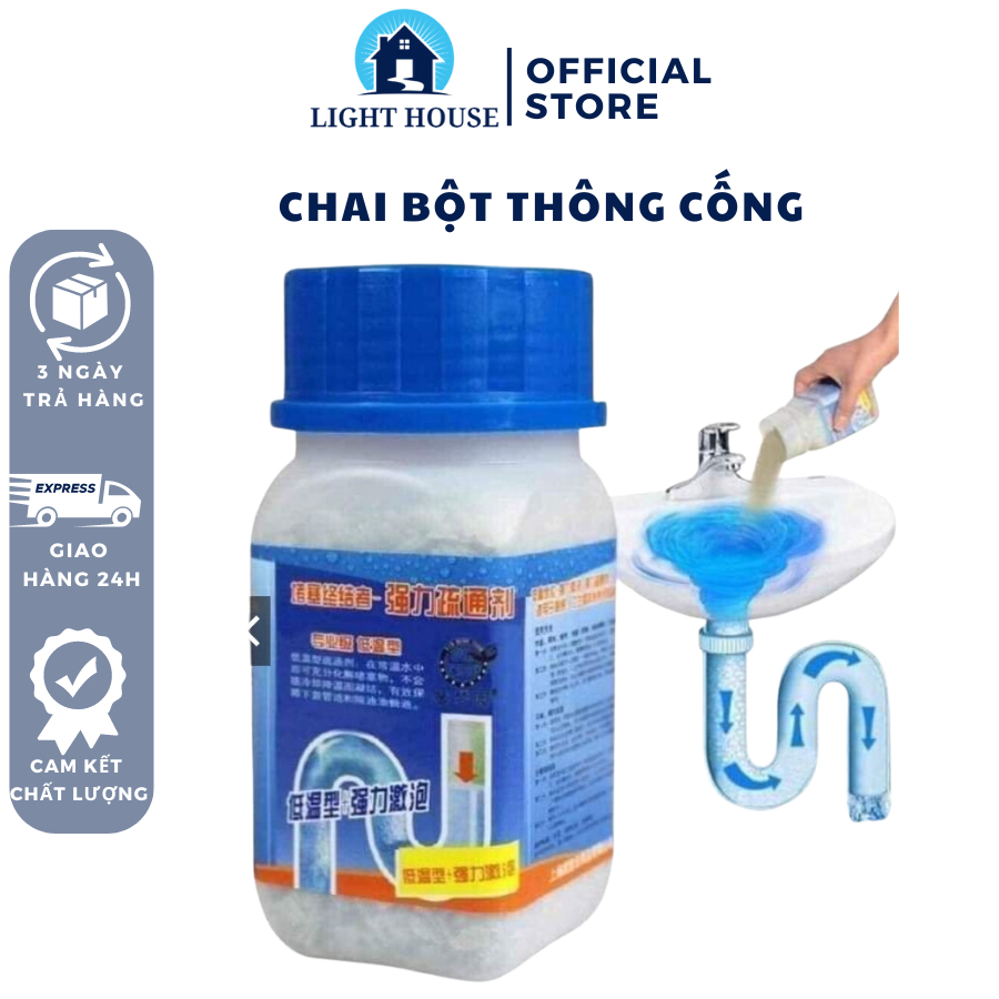 Chai Bột Thông Cống Cực Mạnh Tẩy Vệ Sinh Bồn Cầu Bồn Rửa Chén Bát