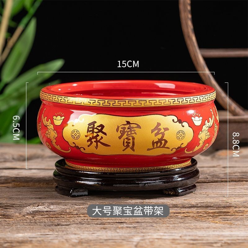 大师推荐已开光 陶瓷家用聚宝盆聚财招财办公客厅摆件聚财玄关装饰品工艺品存钱罐Ceramic household treasure pot wealth gathering and recruitment office living room20250104