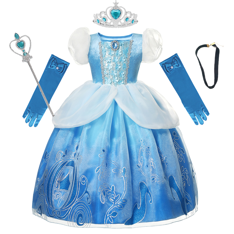 ZZOOI Princess Cinderella Dress Pumpkin Princess Ball Gown Kids Girl Cosplay Dresses Birthday Party Halloween Children Clothing ราคา  340 บาท*ส่งฟรี