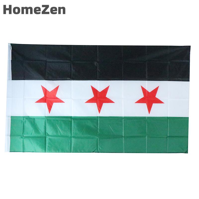 HomeZen Syria cờ 90x150cm các syrian Cộng Hòa Ả Rập syria syrian ba ngôi sao cờ biểu ngữ treo trang 