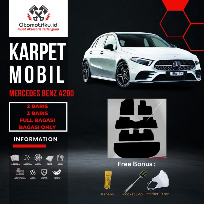 [ OTOMOTIFKU ] Karpet Mobil Mercedes Benz A200 Bahan Single Layer Rubber Eva Premium - M (2 Baris), Hitam-Merah Harga 550,000 rupiah*Gratis Ongkir