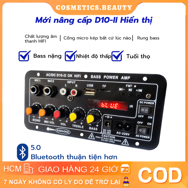  Mạch loa D10 Bluetooth 5.0 hát Karaoke công suất lớn 120w 12V 24V 220V lắp loa kéo chế loa  Tặng kèm đủ phụ kiện  