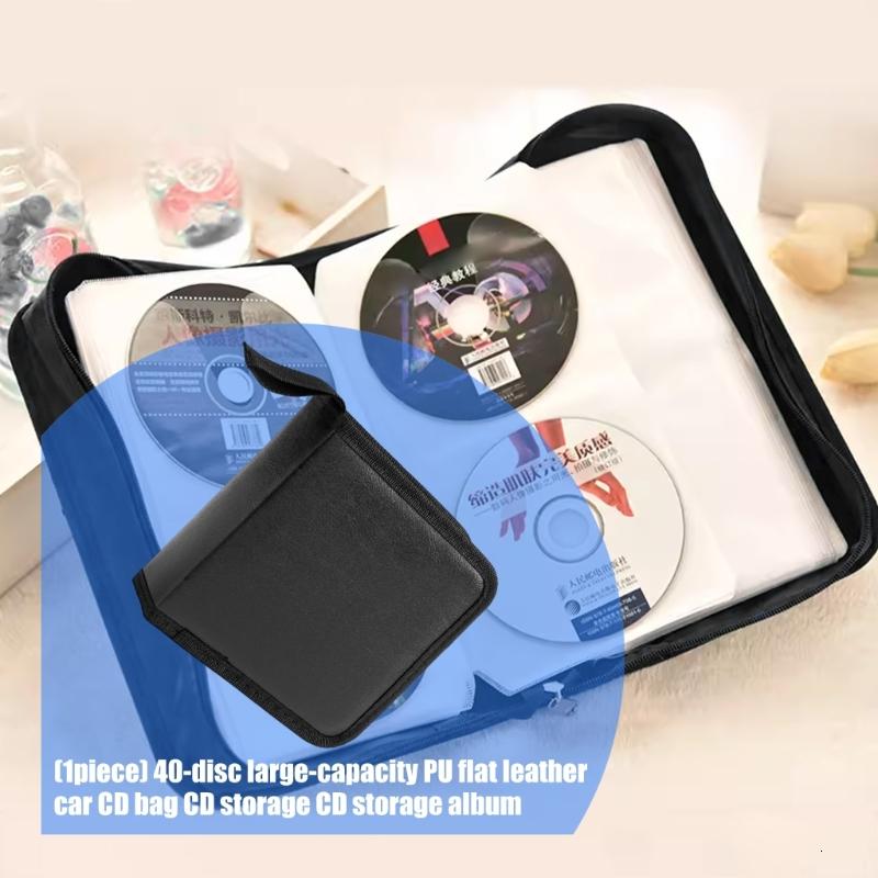 Chất liệu da PU đĩa CD tổ chức 40 túi bảo vệ cho du lịch bằng ô tô dễ dàng lưu trữ lớp phủ chống trượt bảo vệ bộ sưu tập âm nhạc