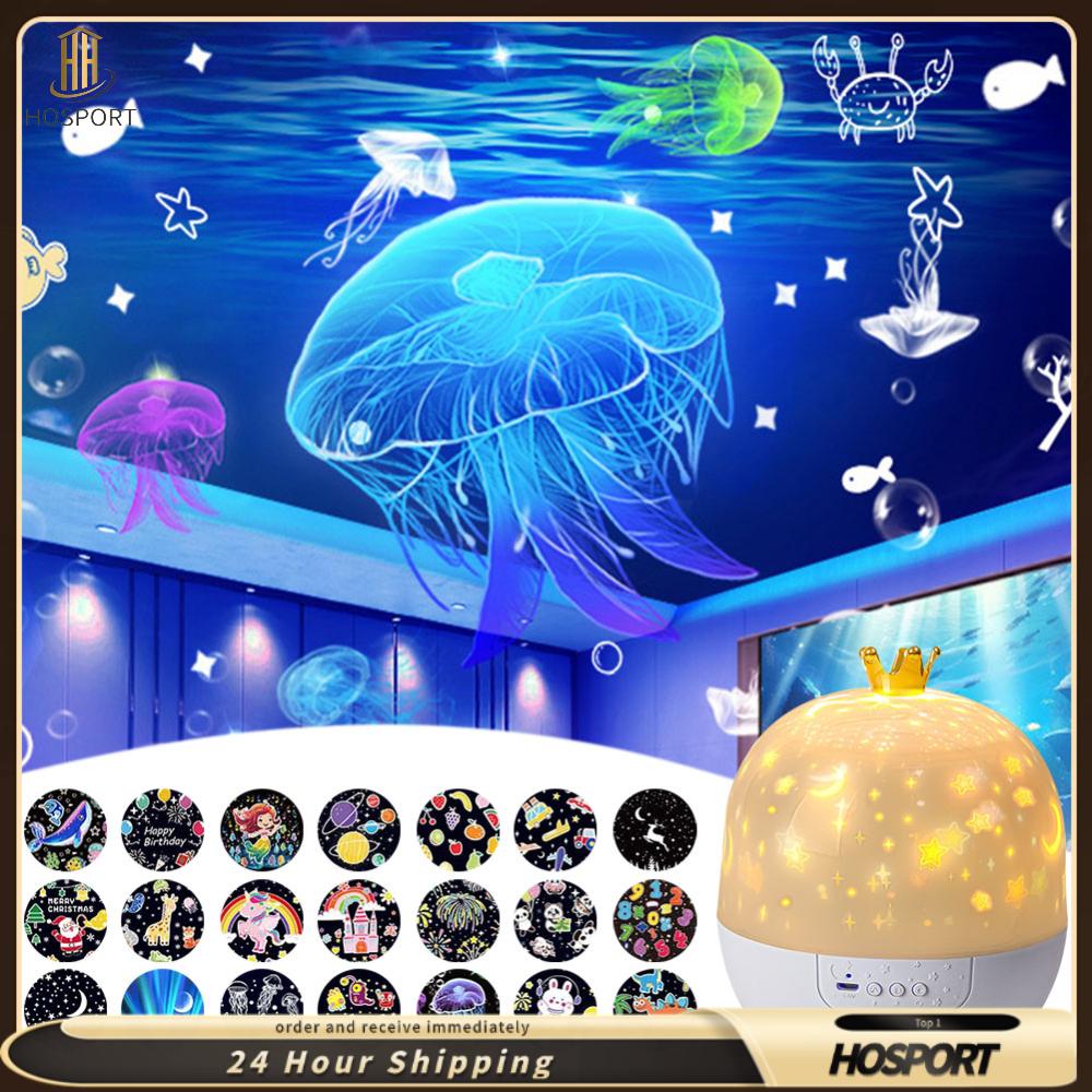 【HOSPORT】Night Light Projector พร้อมดนตรี 15/21 ธีมการฉายภาพดาวโปรเจคเตอร์ 3 โหมดแสงบรรยากาศแสงสำหรับเด็กผู้หญิง ราคา 198 บาท*ส่งฟรี
