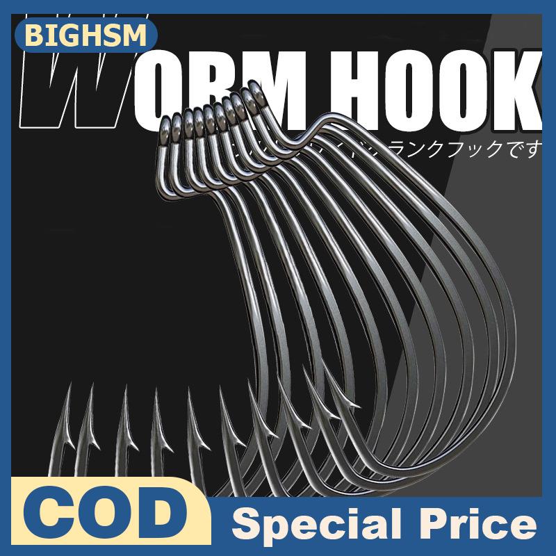 BIGHSM 10 cái rộng bụng uốn cong xử lý đen Nickel Red Nickel Crank Hook nhiều thông số kỹ thuật luya Crank Hook ngư cụ