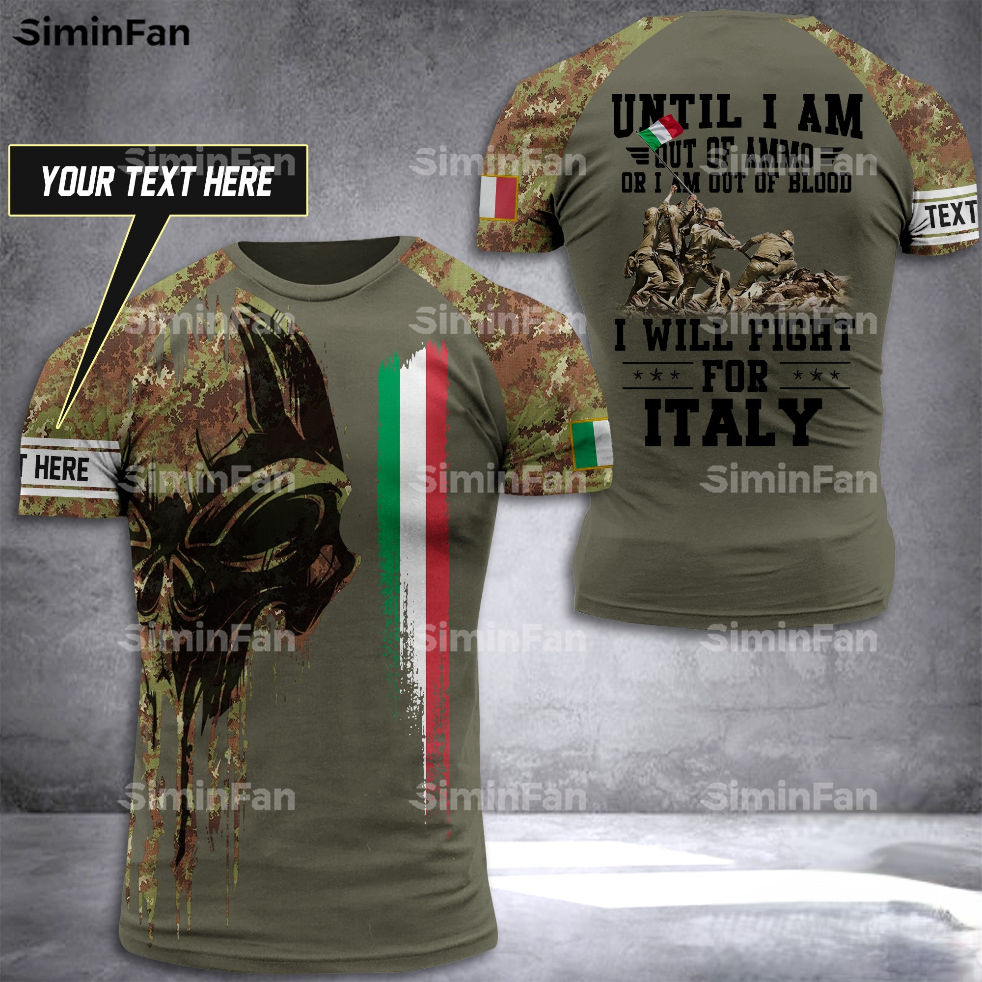 Ý quân đội người lính 3D đầy đủ in Camo T-Shirts người đàn ông mùa hè Vòng cổ TEE nữ giản dị hàng đầu unisex Harajuku thời trang dạo phố 01