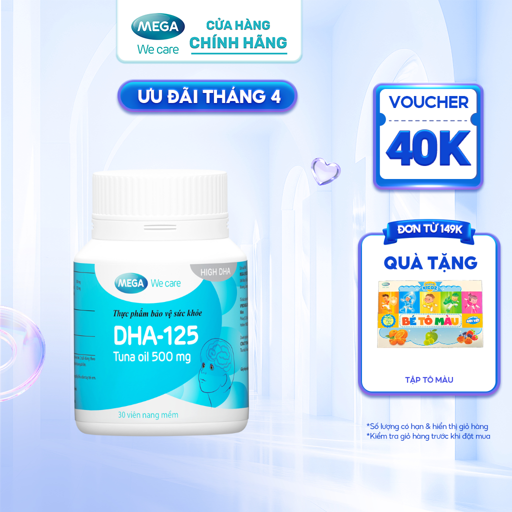 Viên uống dầu cá ngừ, giúp thông minh, mắt sáng, DHA-125 từ nguồn dầu cá Lysi-Iceland​, Châu Âu, 30 viên (30 ngày)