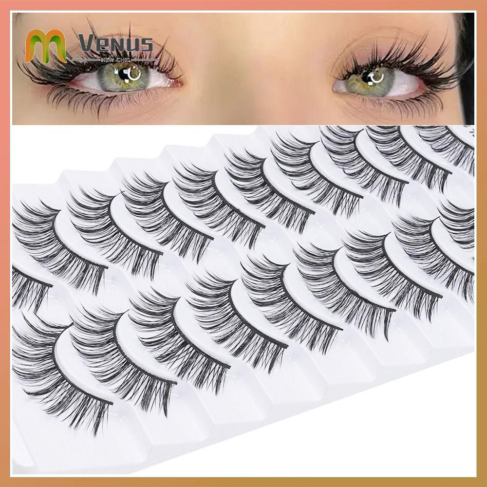 PZJBDI SHOP 10 Pairs Natrual Long Lông mi giả Không độc hại Thủ công Dụng cụ trang điểm mắt Thời trang nữ Dải toàn bộ Lông mi giả lông chồn 3D Nối mi