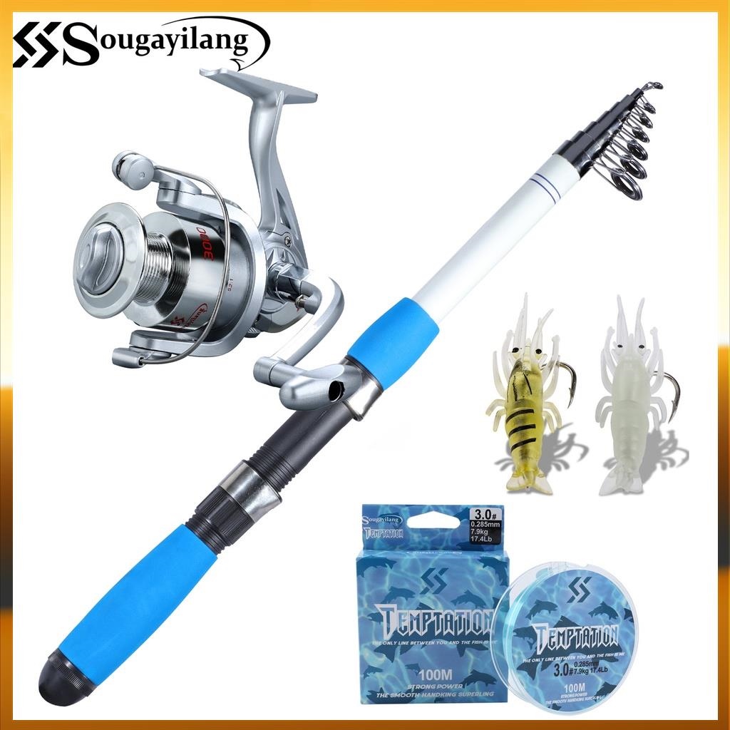 Spinning Rod and Reel Combos Carbon 2 Section Fishing Rod with Reel Combo  Saltwater Freshwater