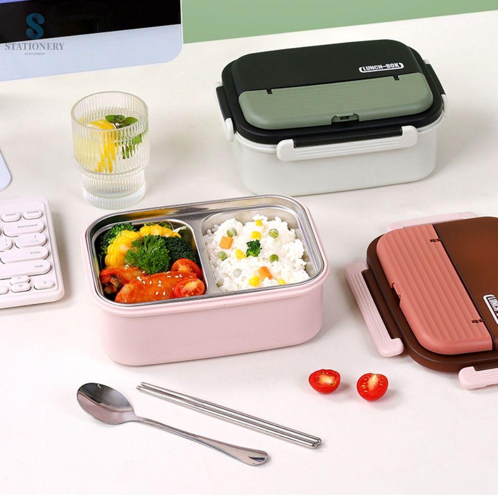 STATIONERY Di động Hộp cơm bằng thép không gỉ Chống rò rỉ Có lớp cách nhiệt Thùng chứa kín Đa năng Bền bỉ Hộp đựng thức ăn dành cho trẻ em và học sinh