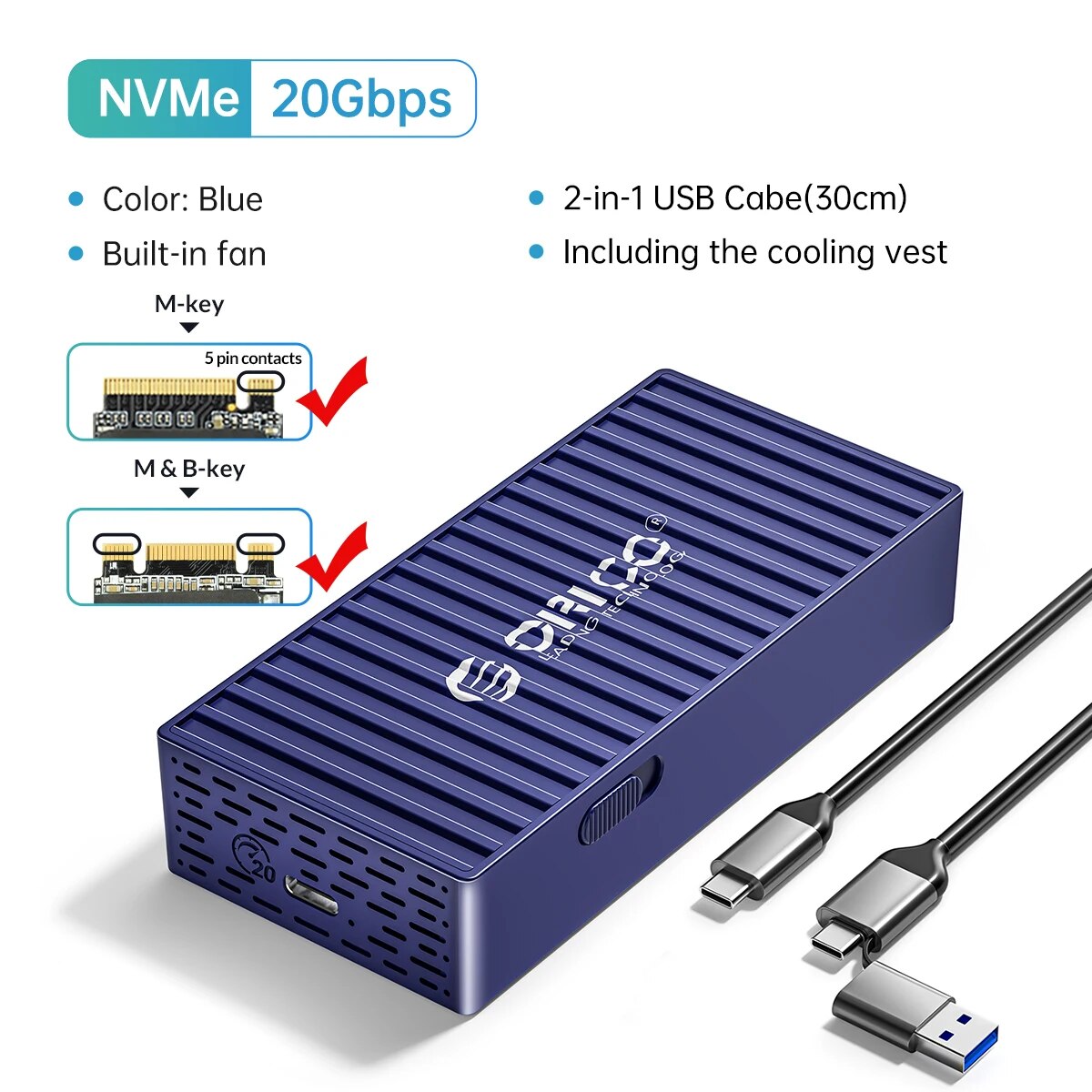 Vỏ bọc ổ cứng SSD M.2 NVMe M.2 loại C sang Pcie Bộ chuyển đổi SSD M.2 Vỏ Hỗ trợ UASP USB 3.2 Gen2x2