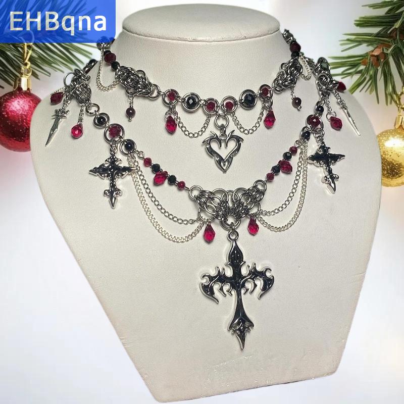 [COD] EHBqna SPORTS สร้อยคอฮาโลวีนแบบกอธสำหรับผู้หญิงจี้คริสตัลสีแดงรูปหัวใจค้างคาวของขวัญเครื่องประดับงานปาร์ตี้ฮาโลวีน ราคา 189 บาท*ส่งฟรี