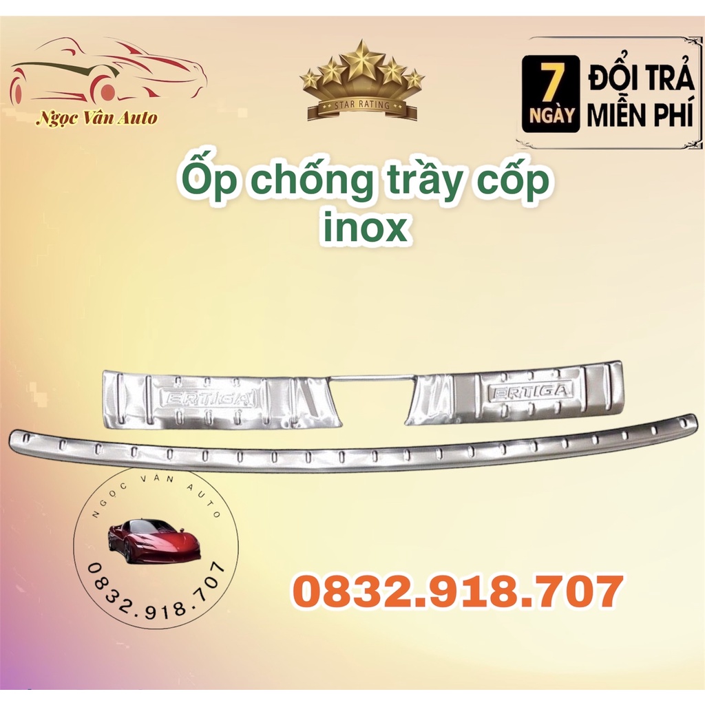Ốp chống trầy cốp Ertiga 2019 - 2023 Mẫu inox "