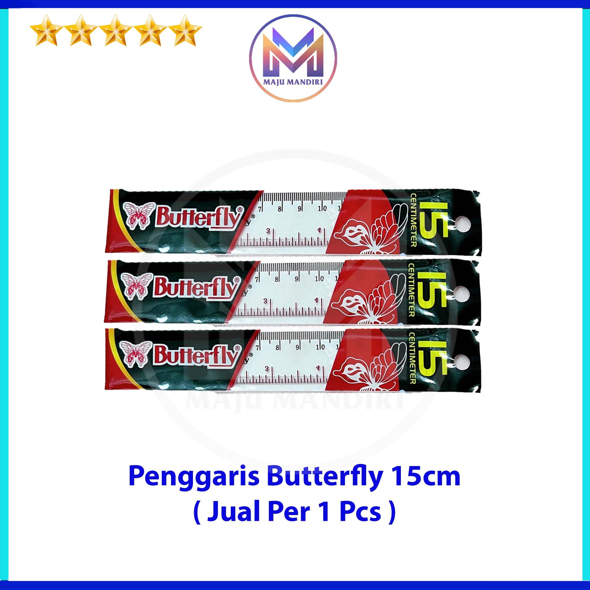 Penggaris Plastik Butterfly 15 cm / Ruller Per 1 pcs Satuan