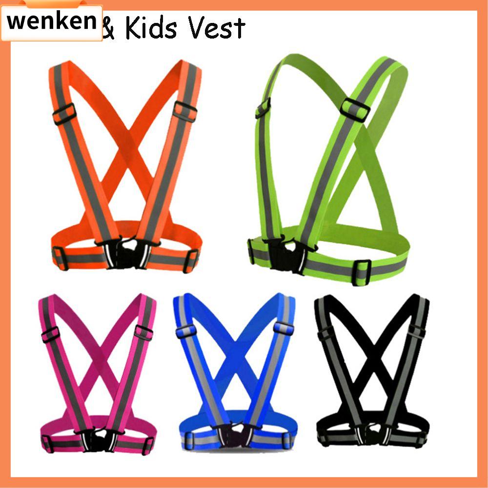 WENKEN Đạp xe Trọng lượng nhẹ Bảo vệ Đêm Khả năng hiển thị cao Áo khoác sọc Dải an toàn Vest phản quang