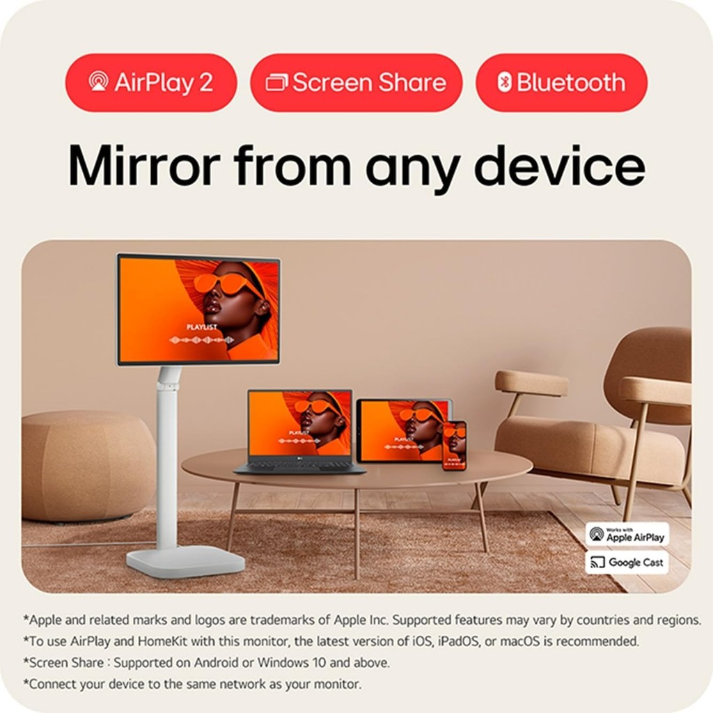 LG Monitor 32U889SA-W 31.5-inch 4K UHD IPS Smart Monitor Swing with Touchscreen, Rolling Stand · v2