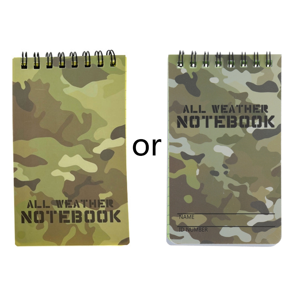Waterproof Notebook,3 x 5 Inch Pocket Notepad,All-Weather Memo-Pads with Top-Spiral,Tactical Steno-Pads with Grids