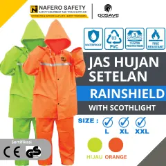 Jas Hujan Rainshield Rainsuit 2S GOSAVE Baju + Celana Warna Orange & Hijau