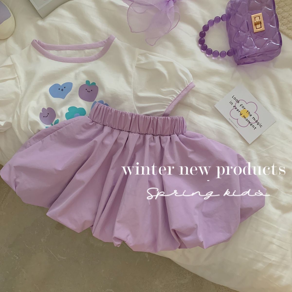 Baby Girls Age 1 To 7 Female Baby Purple Shorts+T-shirt Two-piece Suit Summer Fashion Set - 2