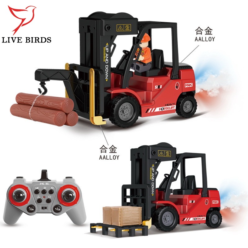 Remote Control Forklift Electric Alloy Construction Vehicle With Music Light Spray Rechargeable RC Truck Toys Birthday Gifts For Boys Girls ราคา 847 บาท*ส่งฟรี