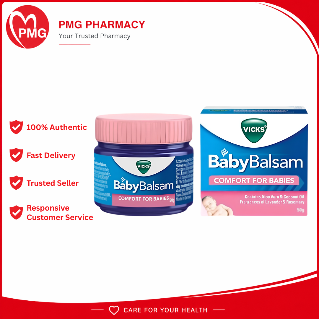 [PMG PHARMACY] Vicks Baby Balsem 50g - relief blocked nose cough muscular aches and pain due to colds (baby use)