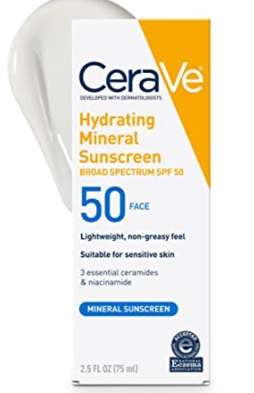 cerave hydrating face mineral sunscreen lotion spf 50