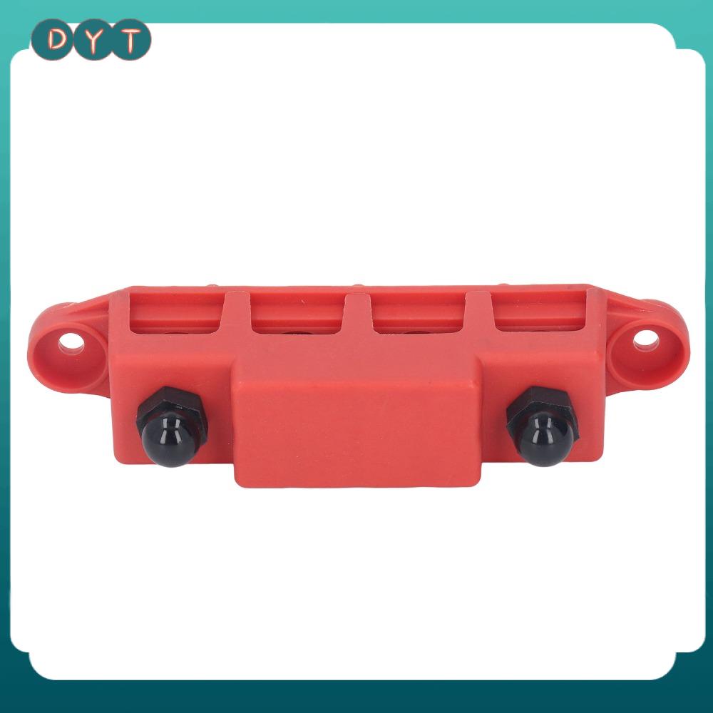 DYT 4 vị trí Thanh cái M10 Studs Đỏ/Đen 48VDC 250A Thanh cái 4 vị trí Đầu nối vít M10 3/8. Khối phân phối 4 vị trí Ô tô