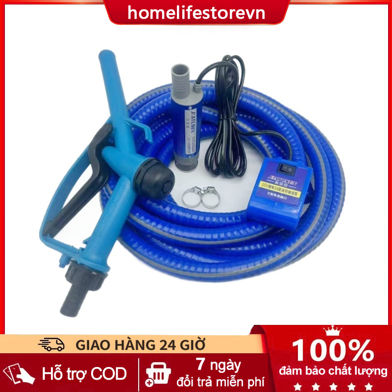 Bơm chìm chân pin phổ thông 21V tốc độ 32 lít / phút, bơm thay nước hồ cá, bơm tưới cây