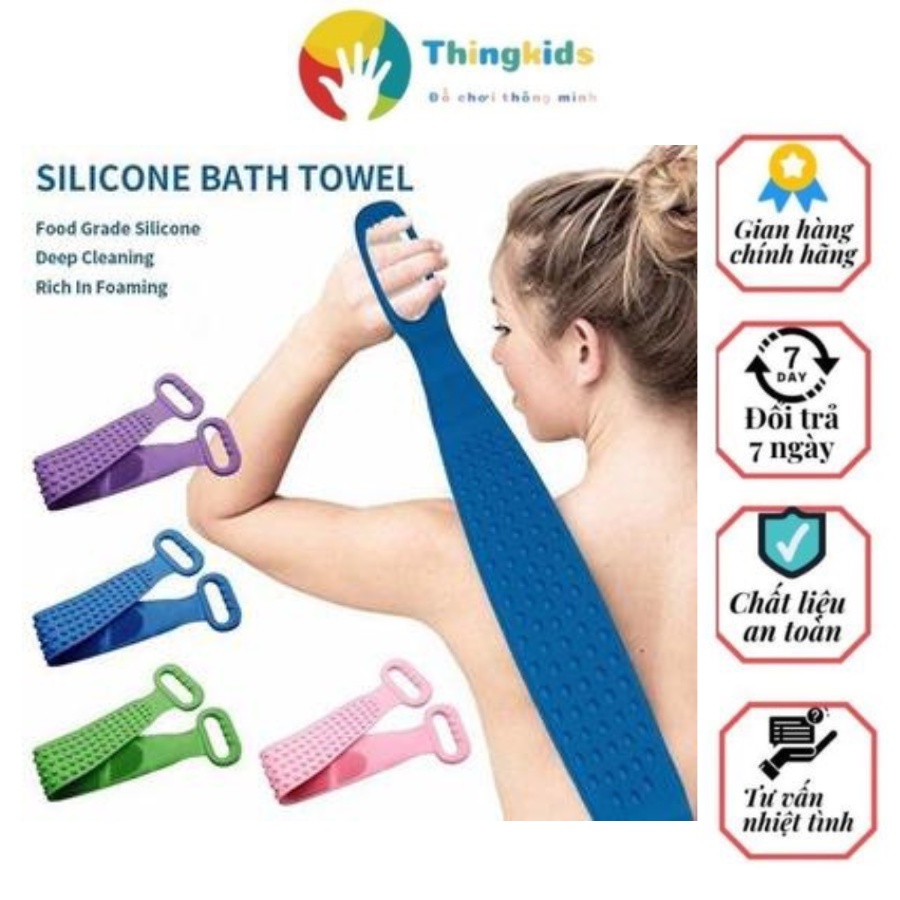 Dây tắm cọ/ chà lưng silicon 2 mặt tiện lợi - thingkids