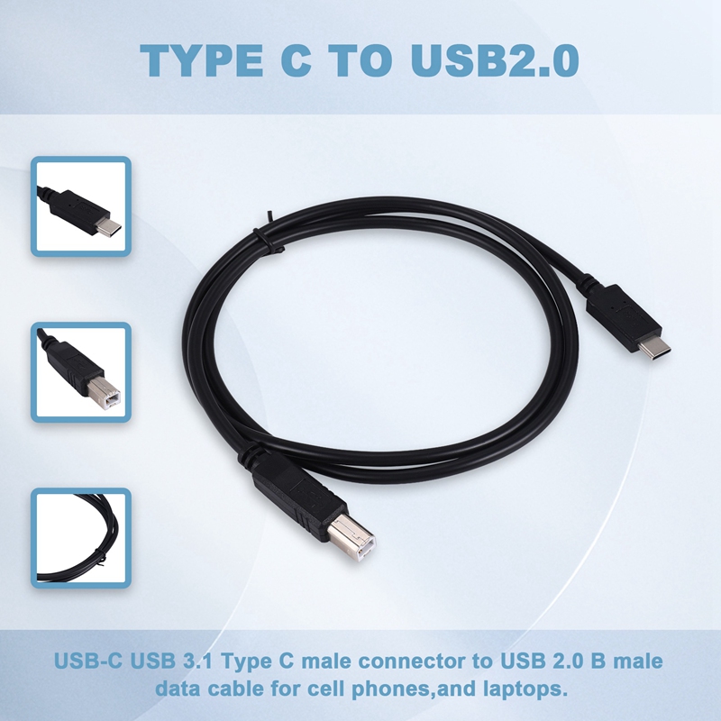 N9USB-C USB 3.1 Type C Male to USB2.0 USB B Male Data Cable for Laptop Printer Hard Disk