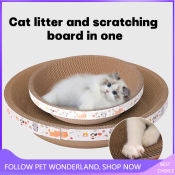 Round Scratchboard Cat Litter Bowl and Scratcher Toy