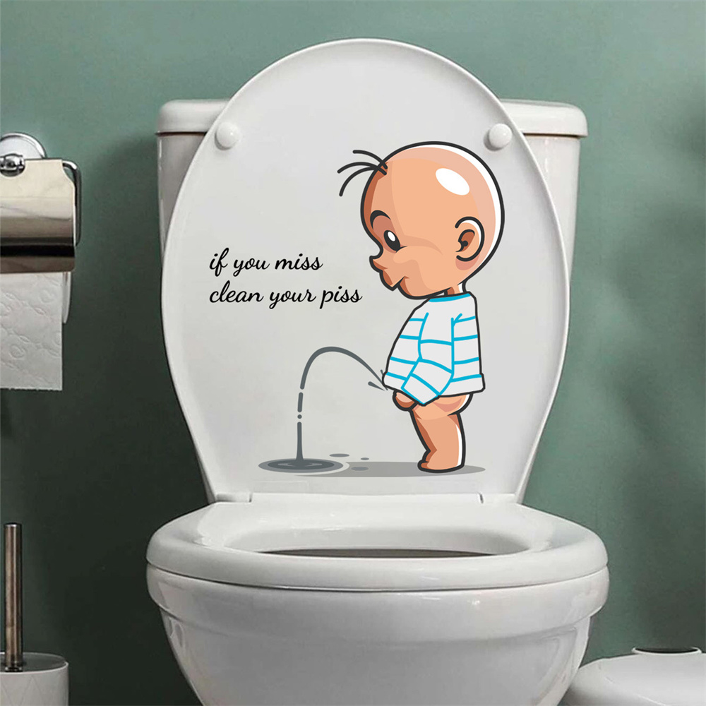 Creative Toilet Sticker Toilet Warning Sticker PVC Baby Urine Toilet Logo Stickers Sticking Wallpaper Toilet Bowl Logo Sticker