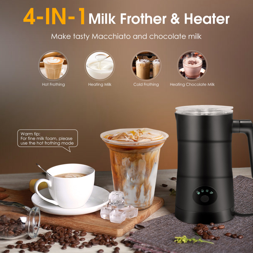 Milk Frother Electric 550W, 4 in 1 Milk Steamer & Heater with