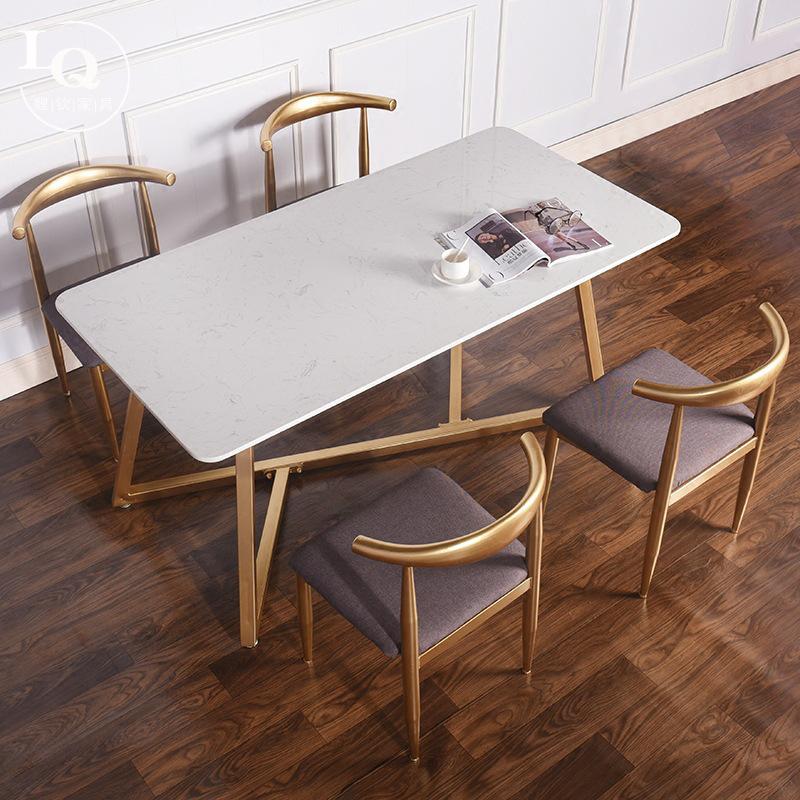 Northern Europe Household Dining Tables And Chairs Set Simple Marble Small Apartment 6 People with Leisure Cafe Restaurant Table