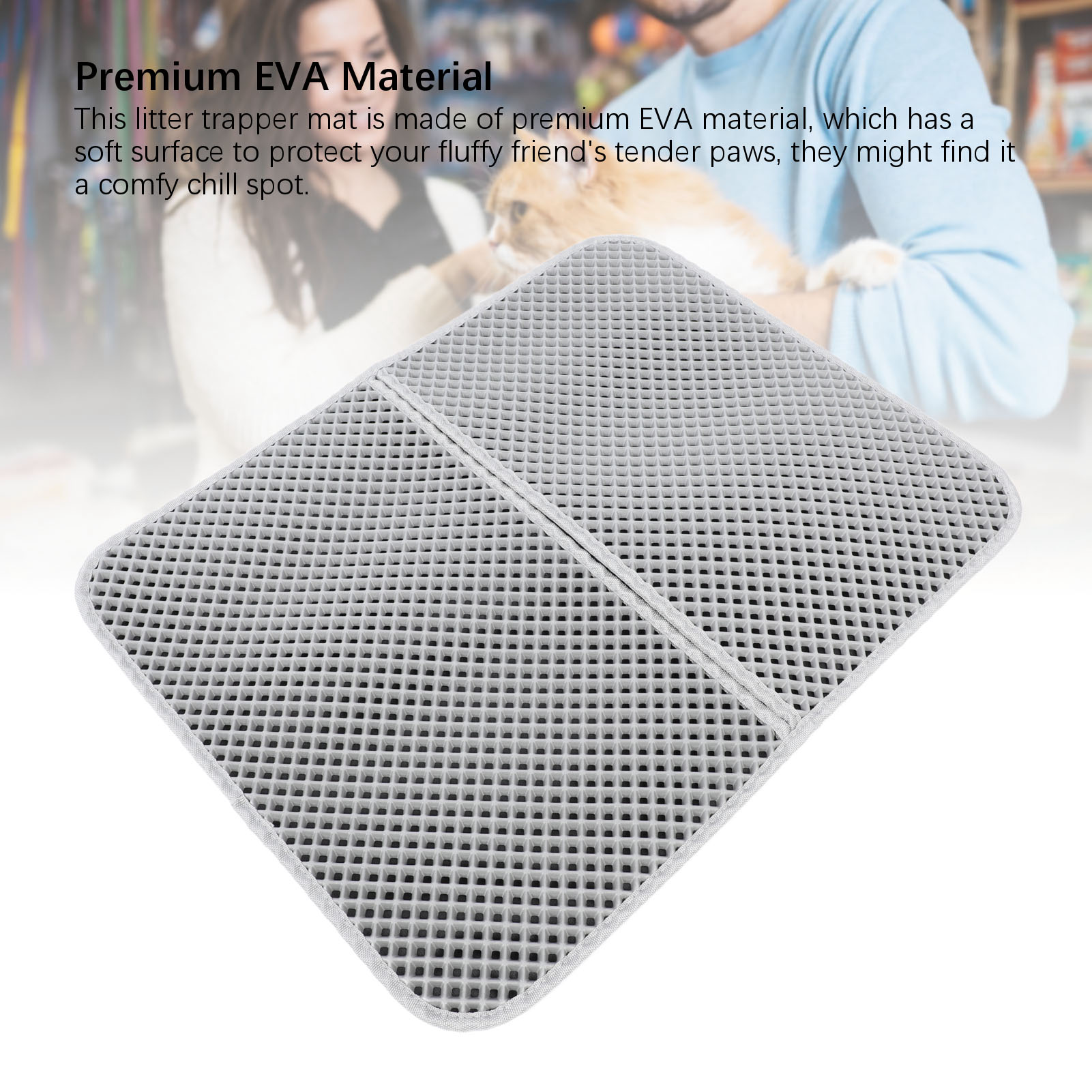 Mèo strewatte cao cát đi vệ sinh cho mèo lưu vực Mat doublelayered dễ dàng để làm sạch cho petsoph (Đen)
