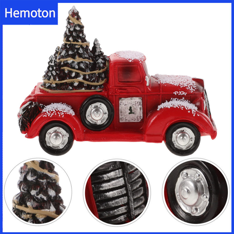 Hemoton Để Xmas Xe Tải Trí Phong Cách Vintage Giáng Sinh Trí Xe Tô Tinh Tế Nhựa Xe Tải Nhỏ Tô Điểm Tiệc Giáng Sinh