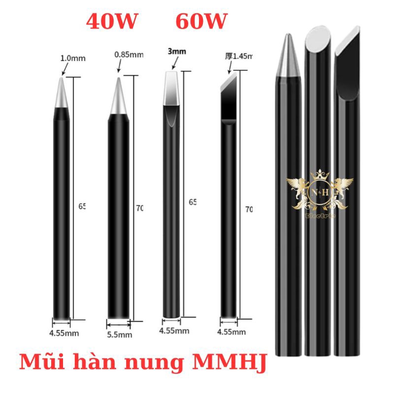 Mũi hàn nung 60W 40W không chì mạ đen loại tốt