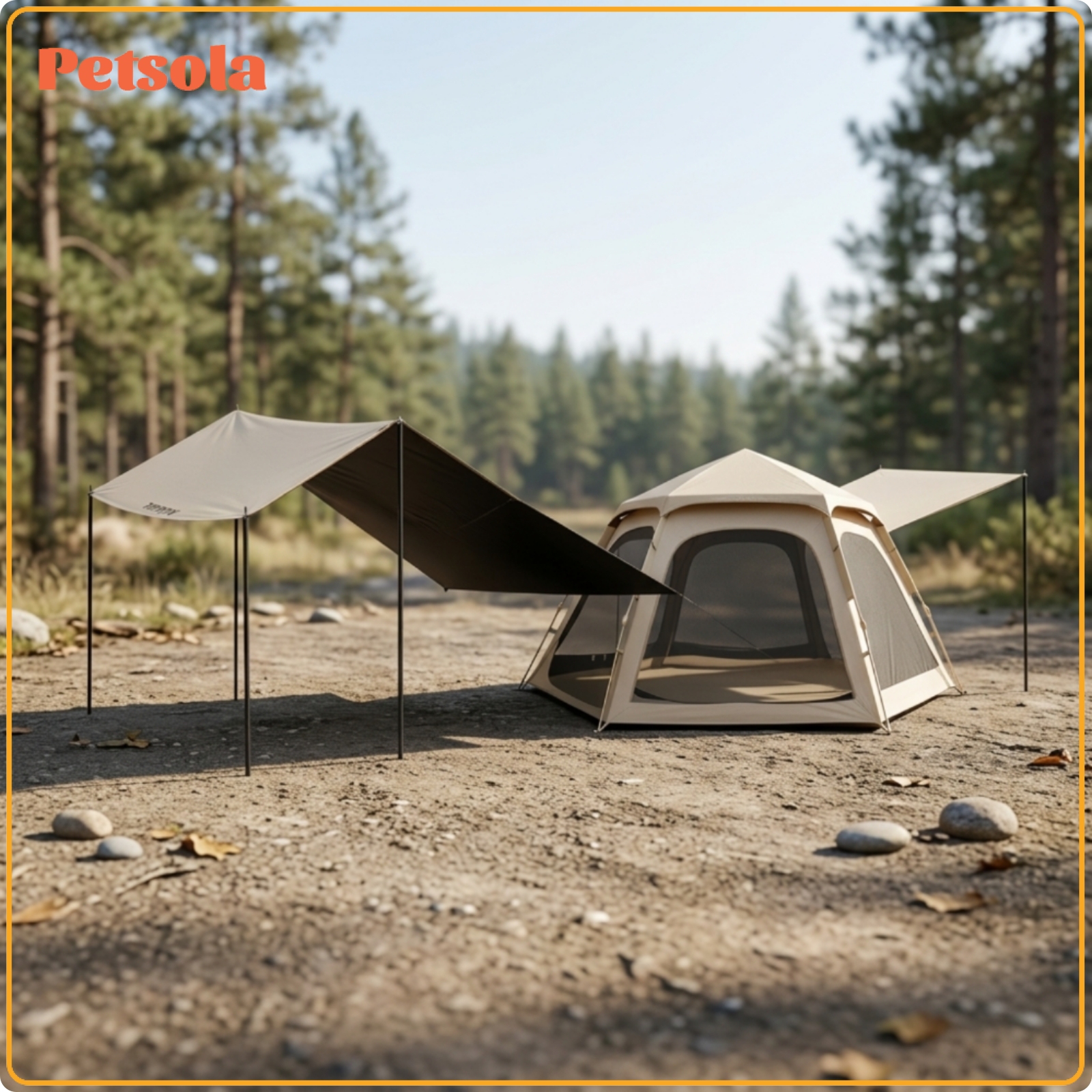 petsola Protection Hexagonal Tent Sun-Shading Foldable Tent Ventilated Outdoor Shelter Windproof for Campers, Families, Camping, Beach, Backyard ราคา 11,685 บาท*ส่งฟรี