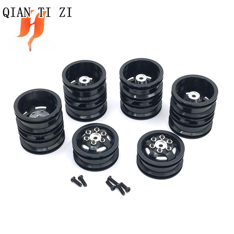 QIAN TI ZI ล้อโลหะสีดำสำหรับรถบรรทุก WPL B16 B36 6X6 6WD 1/16 RC ราคา 494 บาท*ส่งฟรี
